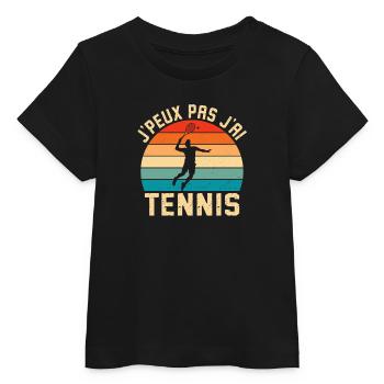 J'Peux pas j'ai Tennis Idée Joueur tennis  - T-shirt bébé bio Stanley/Stella - noir - Devant