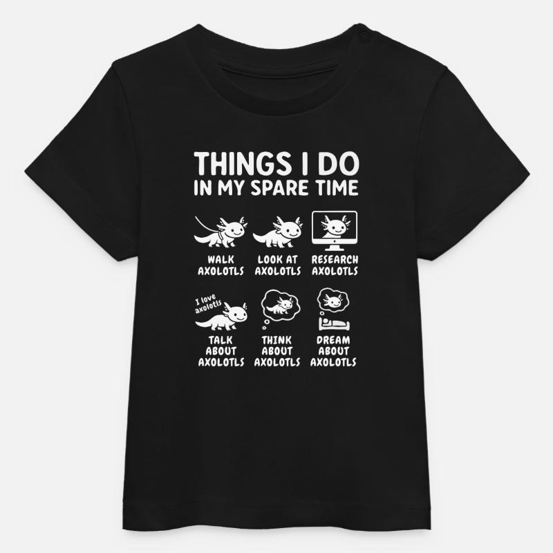 Drôle de passe-temps d’axolotl : temps de loisir - T-shirt bébé bio Stanley/Stella - noir