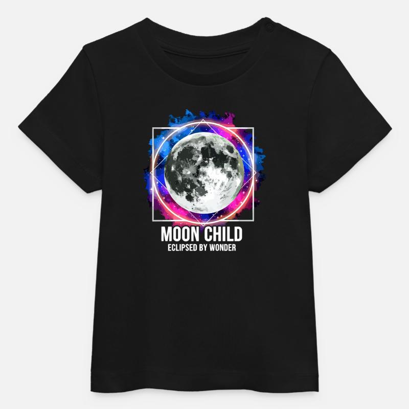 L’Enfant de la Lune Éclipsé Merveille Lune Cosmos Spirituel - T-shirt bébé bio Stanley/Stella - noir