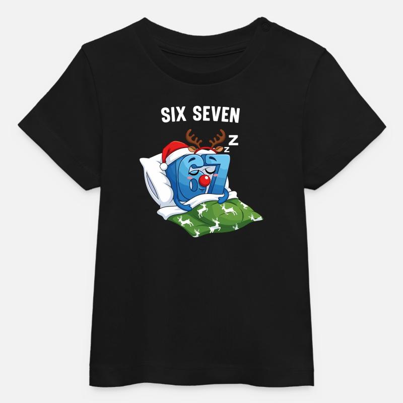 67 Six Seven Memes Pyjama de Noël - T-shirt bébé bio Stanley/Stella - noir