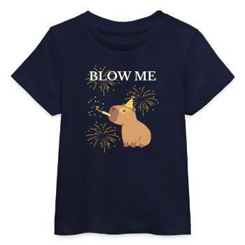Souffle-moi du capibara et des feux d’artifice - T-shirt bébé bio Stanley/Stella - marine - Devant
