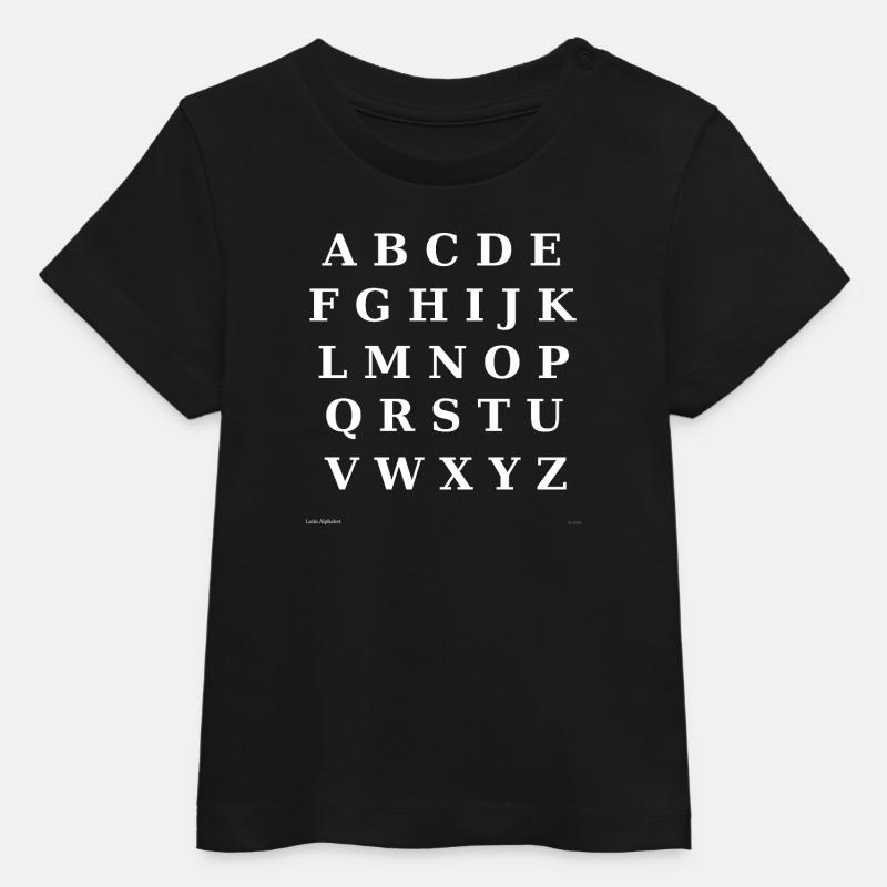 Alphabet latin (blanc) - T-shirt bébé bio Stanley/Stella - noir