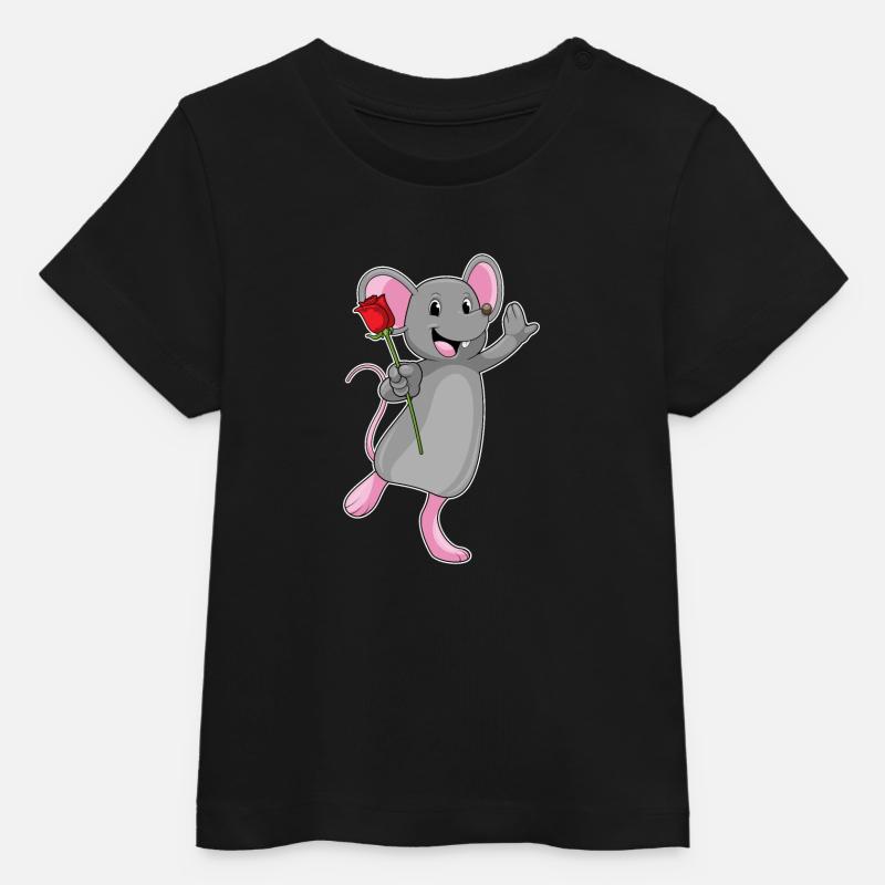 Rat à fleur de rose - T-shirt bébé bio Stanley/Stella - noir