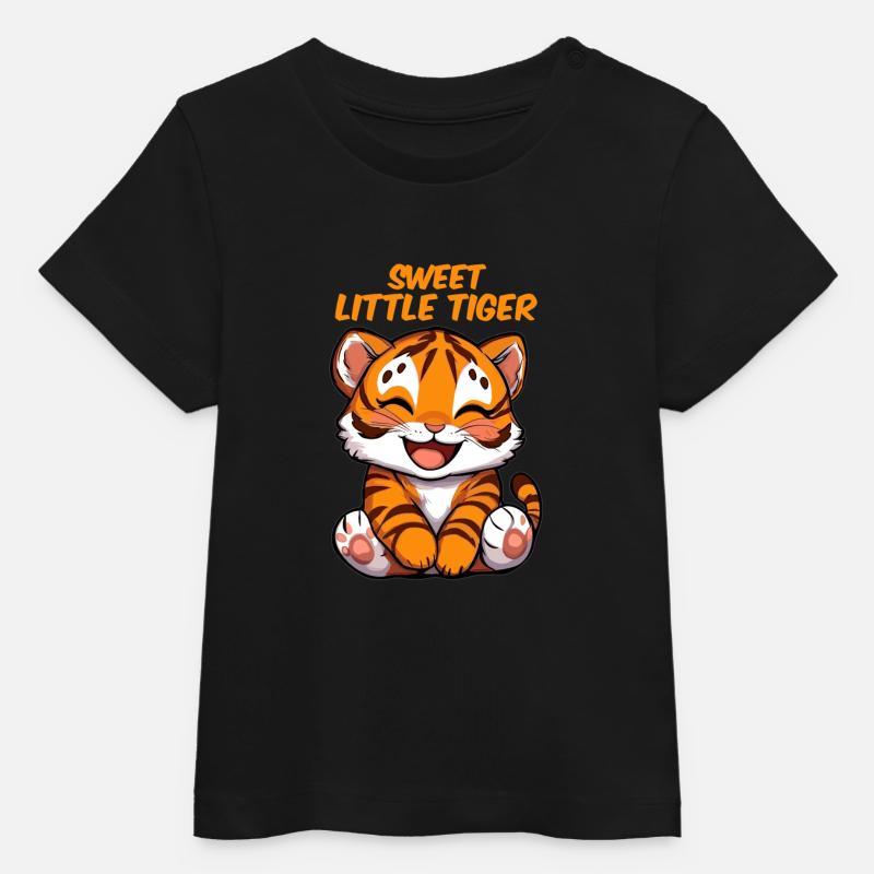 Doux petit tigre - T-shirt bébé bio Stanley/Stella - noir