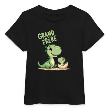 Grand frère dinosaure enfin plus enfant unique - T-shirt bébé bio Stanley/Stella - noir - Devant