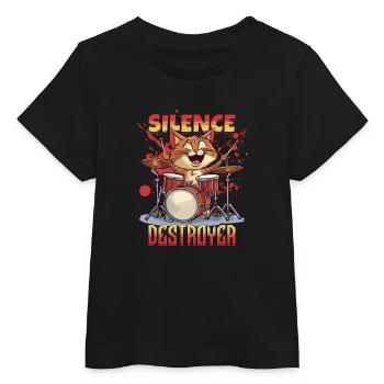 Tambours Tambours Silence Destructeur Chat Drôle - T-shirt bébé bio Stanley/Stella - noir - Devant