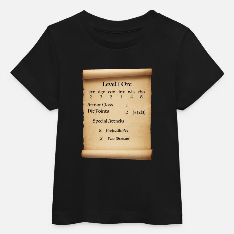 Niveau 1 Orc - T-shirt bébé bio Stanley/Stella - noir