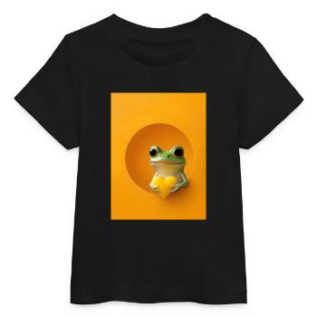 Frog Heart Cute Gift - Baby Organic T-shirt by Stanley/Stella - black - Front