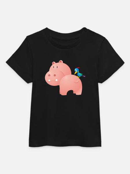 Nilpferd mit Vogel - Baby Organic T-Shirt Baby Creator von Stanley/Stella - Schwarz