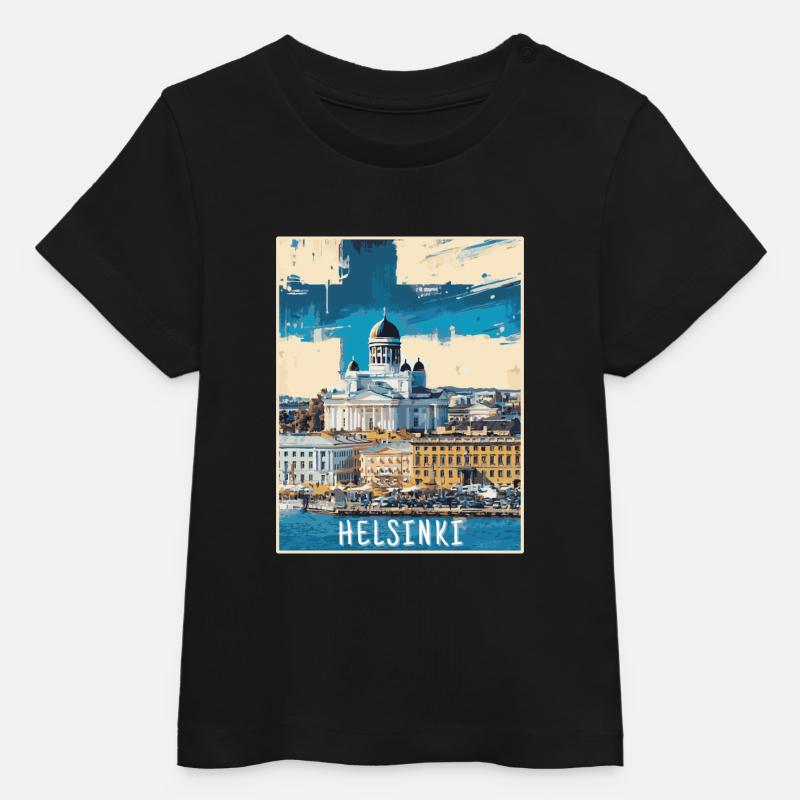 Peinture d’Helsinki - T-shirt bébé bio Stanley/Stella - noir