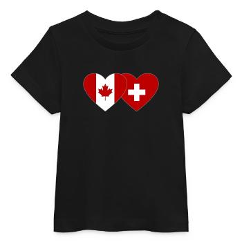 Canada Suisse Drapeau Coeur - T-shirt bébé bio Stanley/Stella - noir - Devant