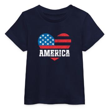 Amerika Flagge Herz - Baby Organic T-Shirt Baby Creator von Stanley/Stella - Navy - Vorne