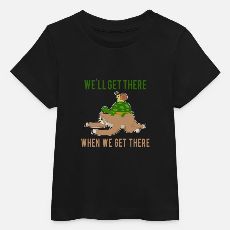 Sloth Running Team - "Ci arriveremo" - T-shirt neonato bio di Stanley/Stella - nero