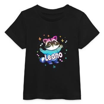 LEANO - Schöner Jungen Name mit süßem Waschbär - Baby Organic T-Shirt Baby Creator von Stanley/Stella - Schwarz - Vorne