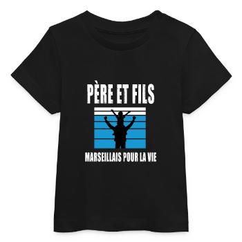 père et fils papa supporter marseillais marseille - T-shirt bébé bio Stanley/Stella - noir - Devant