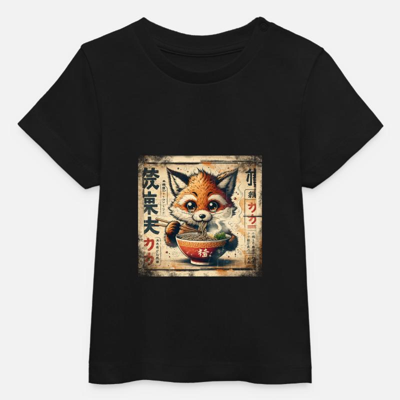 Fox Ramen - T-shirt bébé bio Stanley/Stella - noir