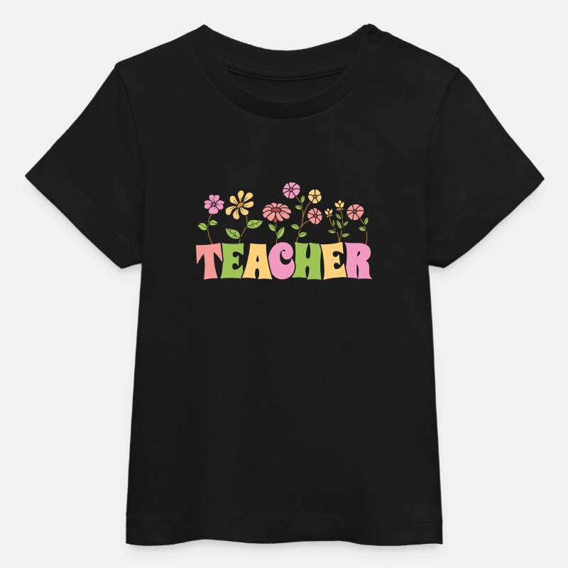 Fleurs colorées Cadeau d’enseignant pour la journée de l’enseignant - T-shirt bébé bio Stanley/Stella - noir