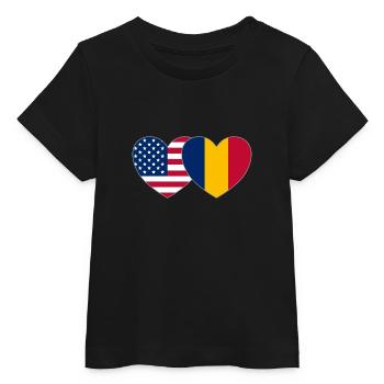 Amerika Rumänien Flagge Herz - Baby Organic T-Shirt Baby Creator von Stanley/Stella - Schwarz - Vorne