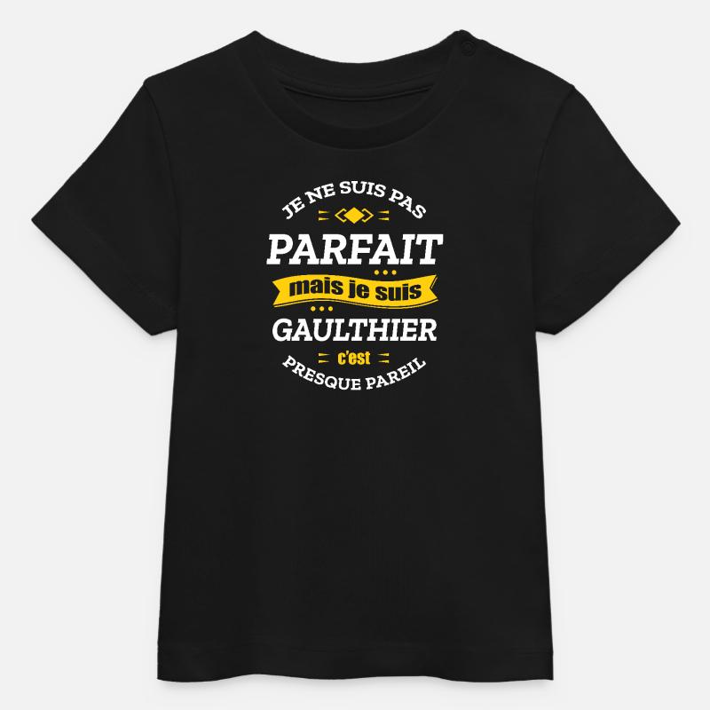 GAULTHIER PARFAIT - PRENOM GAULTHIER - T-shirt bébé bio Stanley/Stella - noir