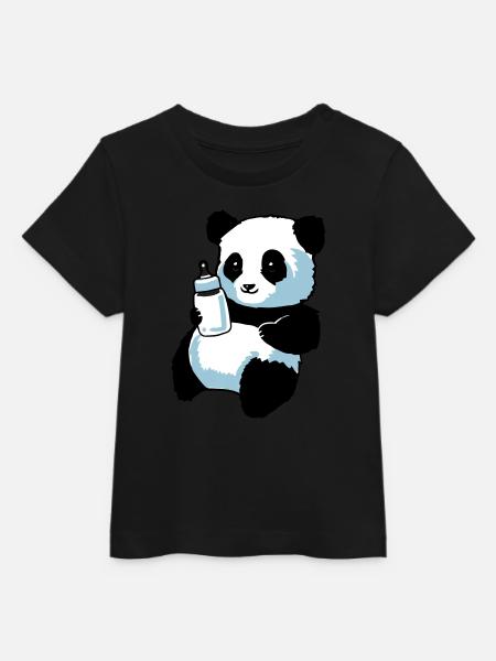 Panda Partnershirt - Baby - Baby Organic T-shirt by Stanley/Stella - black