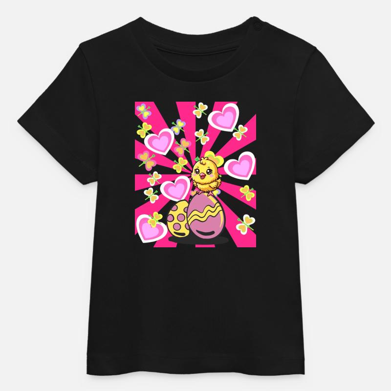Easter Retro Chick Easter Egg Easter Eggs Kids 80s - Baby Organic T-shirt by Stanley/Stella - black