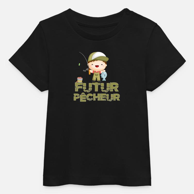 futur pêcheur enfant pêche - T-shirt bébé bio Stanley/Stella - noir