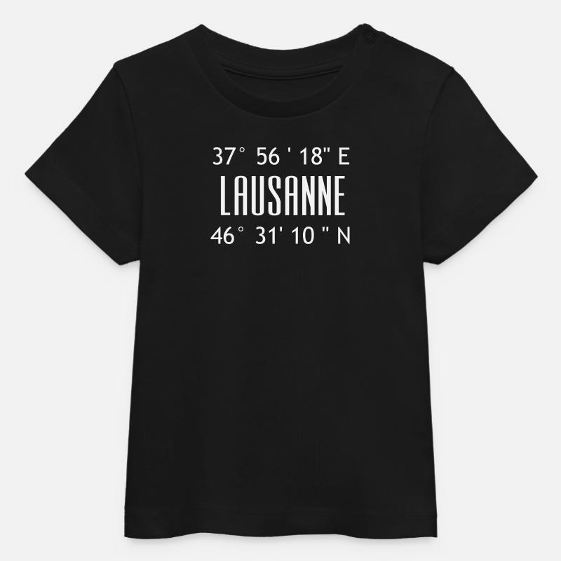 Coordonnées Lausanne typographique - T-shirt bébé bio Stanley/Stella - noir