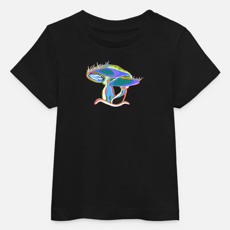 Rêve de champignon coloré - T-shirt bébé bio Stanley/Stella - noir