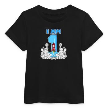 1e verjaardag - 1 jaar jonge raket astronaut - Baby t-shirt biologisch Stanley/Stella - zwart - Voor
