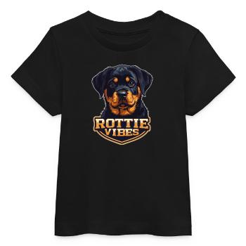 Rottie Vibes - Portrait de chiot Rottweiler mignon - T-shirt bébé bio Stanley/Stella - noir - Devant
