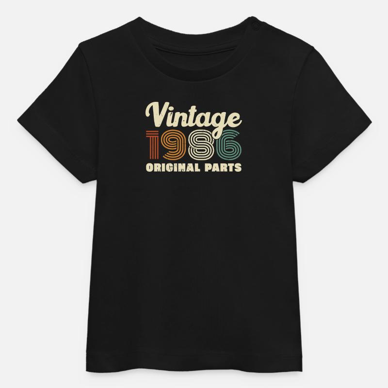 40 Ans 1986 Vintage Rétro Cadeau D'anniversaire - T-shirt bébé bio Stanley/Stella - noir
