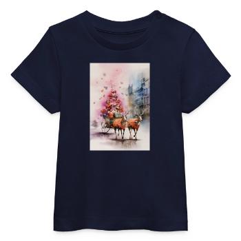 Rentierschlitten-Weihnachtsaquarell - Baby Organic T-Shirt Baby Creator von Stanley/Stella - Navy - Vorne