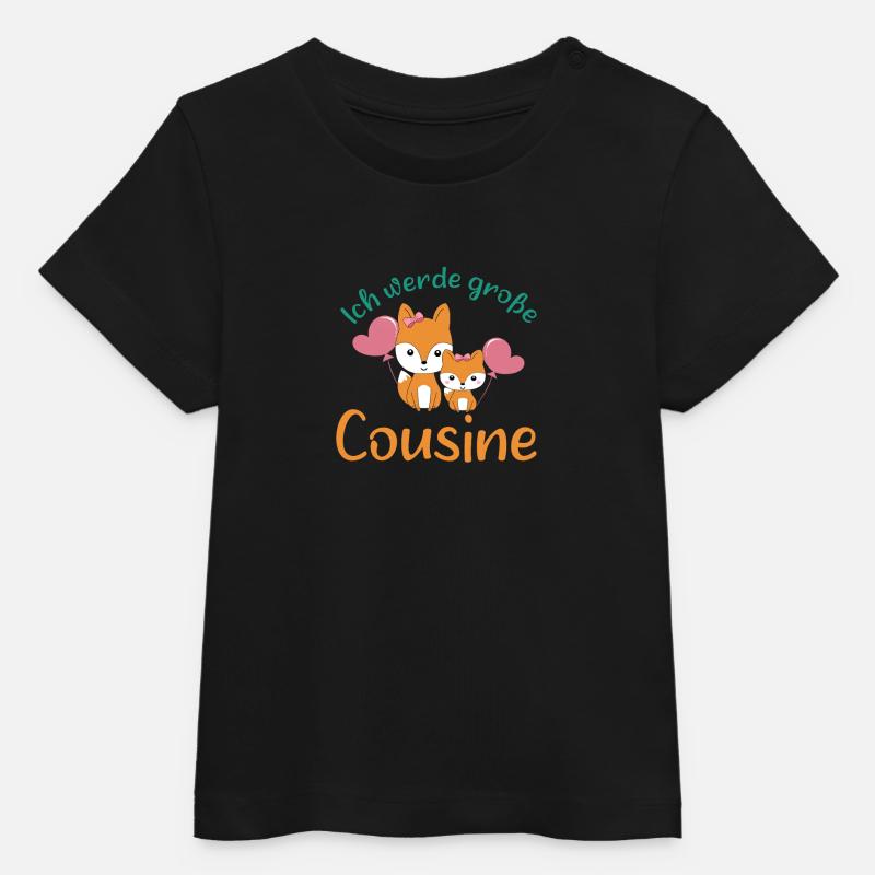 Bientôt, grand cousin 2026 Les Renards deviendront grands cousins - T-shirt bébé bio Stanley/Stella - noir