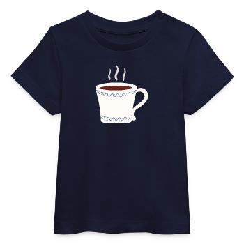 Steaming Mug with Blue Wave Trim - Baby Organic T-shirt by Stanley/Stella - navy - Front