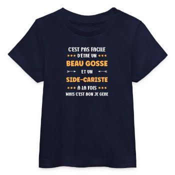 Gutaussehender Typ und Beiwagenfahrer - Baby Organic T-Shirt Baby Creator von Stanley/Stella - Navy - Vorne