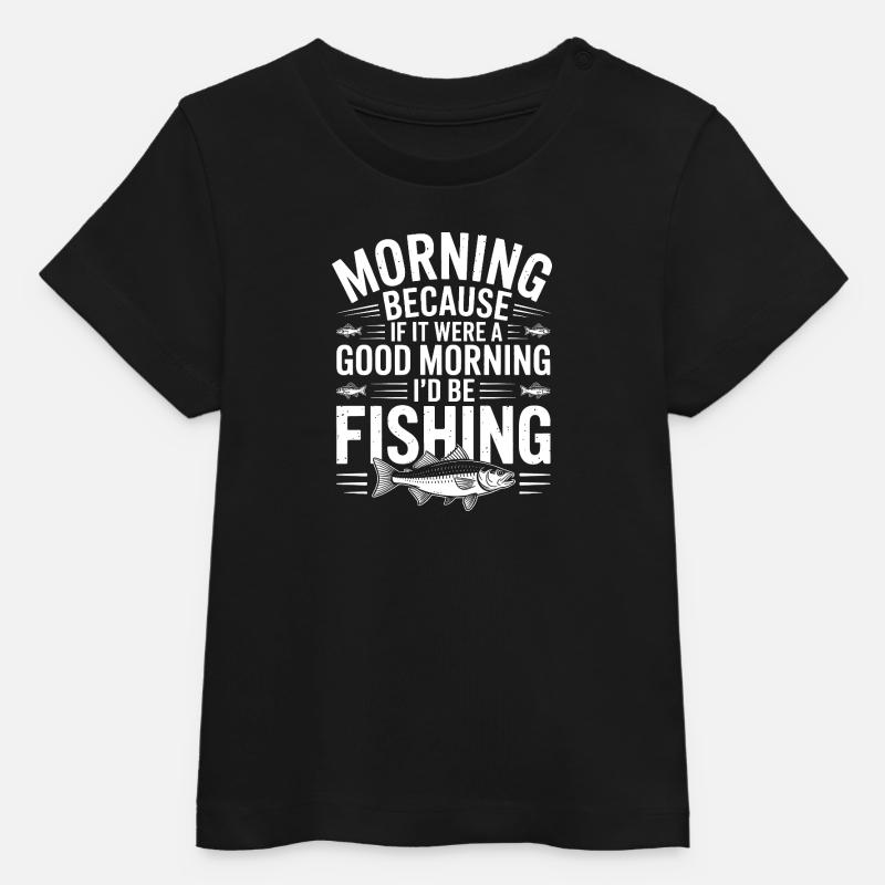 Devise de pêche matinale - T-shirt bébé bio Stanley/Stella - noir