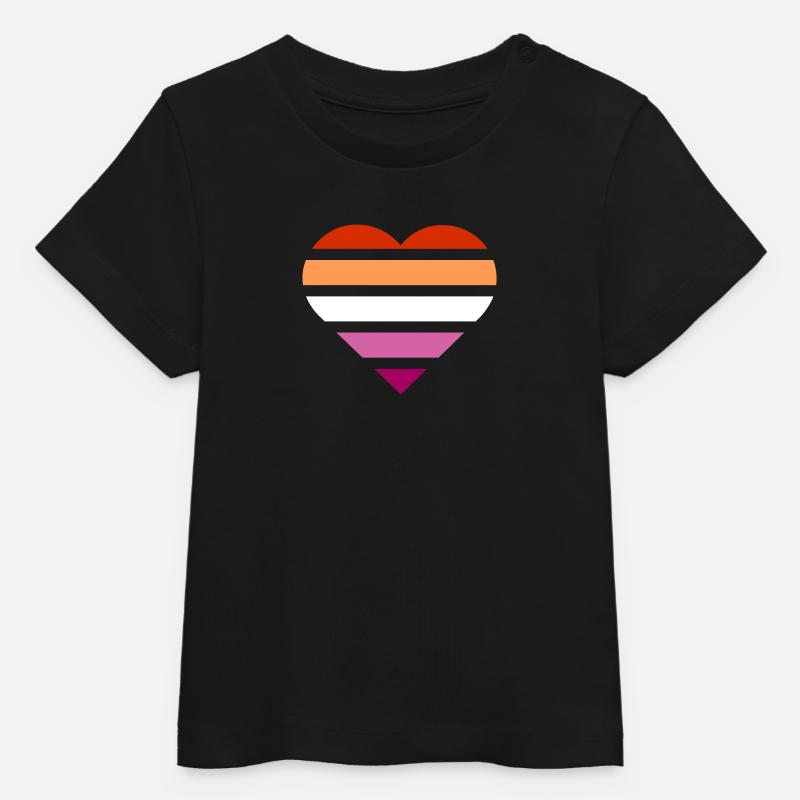 Drapeau de la fierté Cœur · Lesbienne - T-shirt bébé bio Stanley/Stella - noir