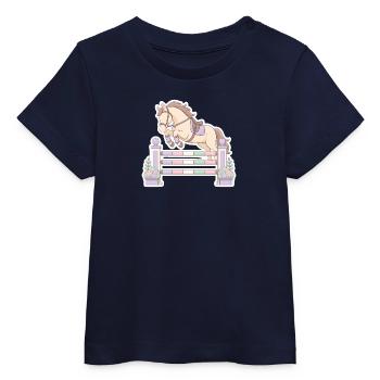 Pastel horse jumping obstacle - Baby Organic T-shirt by Stanley/Stella - navy - Front