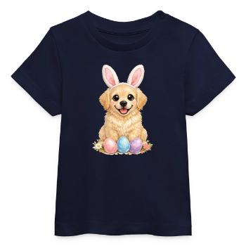 Golden Retriever Goldie Easter Bunny Ears - Baby Organic T-shirt by Stanley/Stella - navy - Front