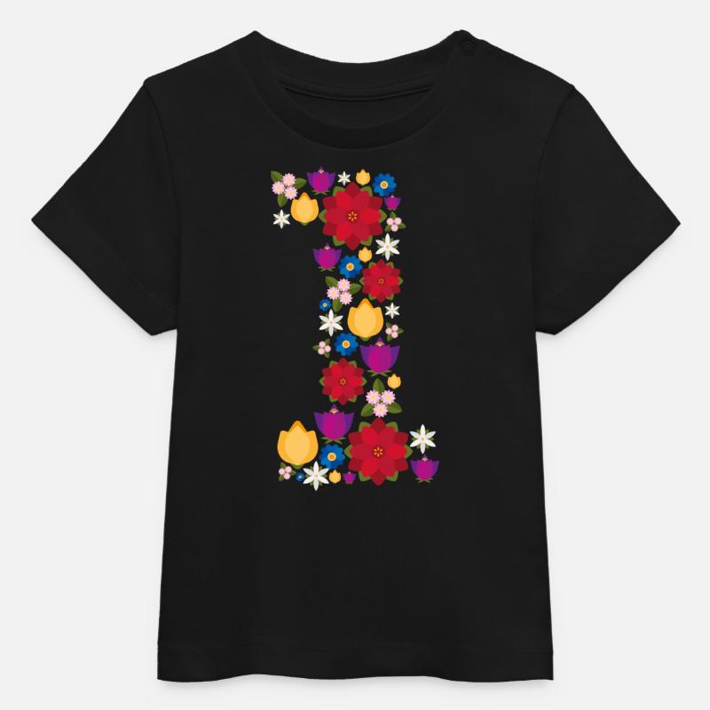 Fleurs 1 - T-shirt bébé bio Stanley/Stella - noir