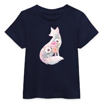 Fuchs Silhouette Aquarell Blumen - Baby Organic T-Shirt Baby Creator von Stanley/Stella - Navy - Vorne