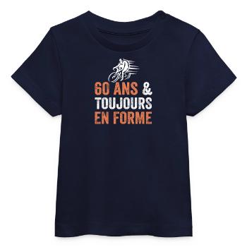Cadeau anniversaire 60 ans Vélo - T-shirt bébé bio Stanley/Stella - marine - Devant