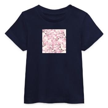 Pink Cherry Blossom Pattern - Sakura - Baby Organic T-shirt by Stanley/Stella - navy - Front