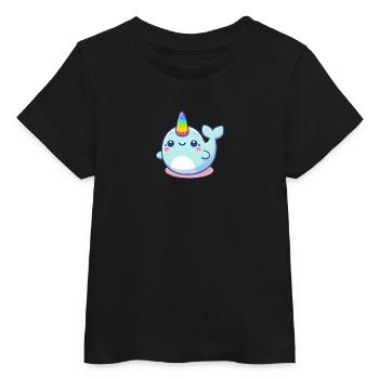 Mignon arc en ciel corne narval dessin animé - T-shirt bébé bio Stanley/Stella - noir - Devant