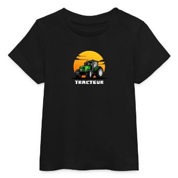 Tracteur / tracteur / tracteur - T-shirt bébé bio Stanley/Stella - noir - Devant