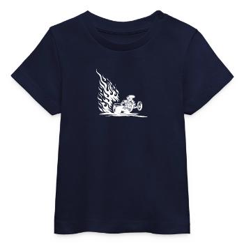 Schnelles Dragster Auto mit flammendem Motor - Baby Organic T-Shirt Baby Creator von Stanley/Stella - Navy - Vorne