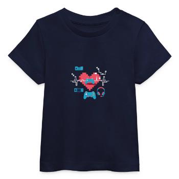 Retro Gaming Herz Geschenkidee Heartbeat - Baby Organic T-Shirt Baby Creator von Stanley/Stella - Navy - Vorne
