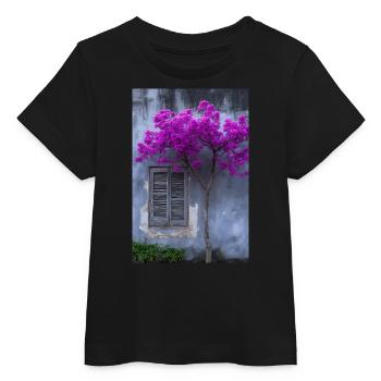 Lebendige Blüte vor rustikaler Wand - Baby Organic T-Shirt Baby Creator von Stanley/Stella - Schwarz - Vorne