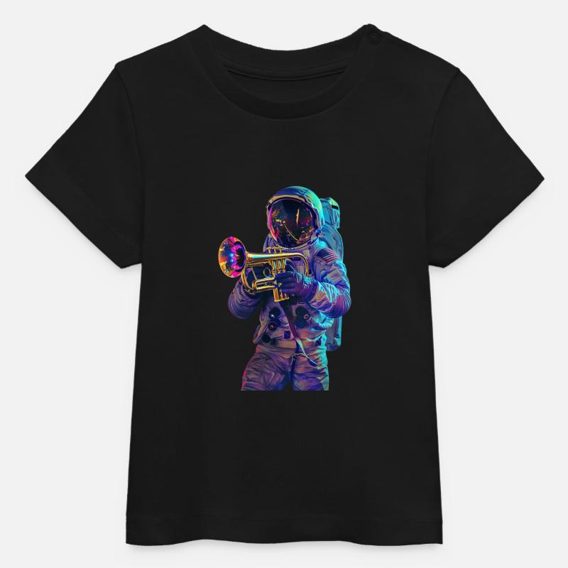 Trompette astronaute - T-shirt bébé bio Stanley/Stella - noir