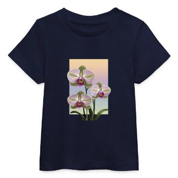 Orchidee - Baby Organic T-Shirt Baby Creator von Stanley/Stella - Navy - Vorne